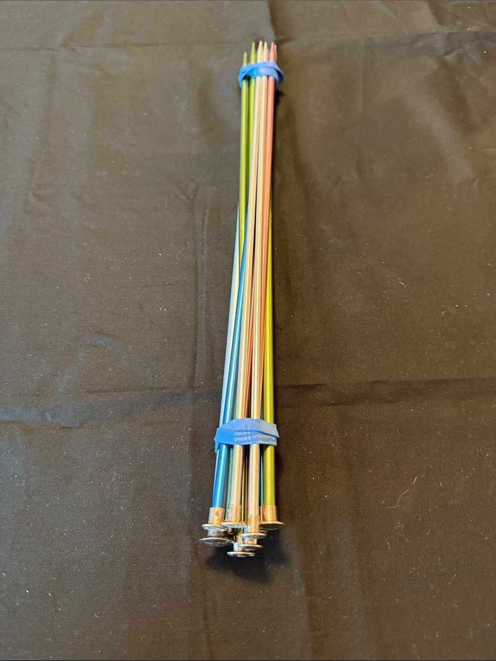 11- Vintage anodized aluminum Boye knitting needles made in the USA.